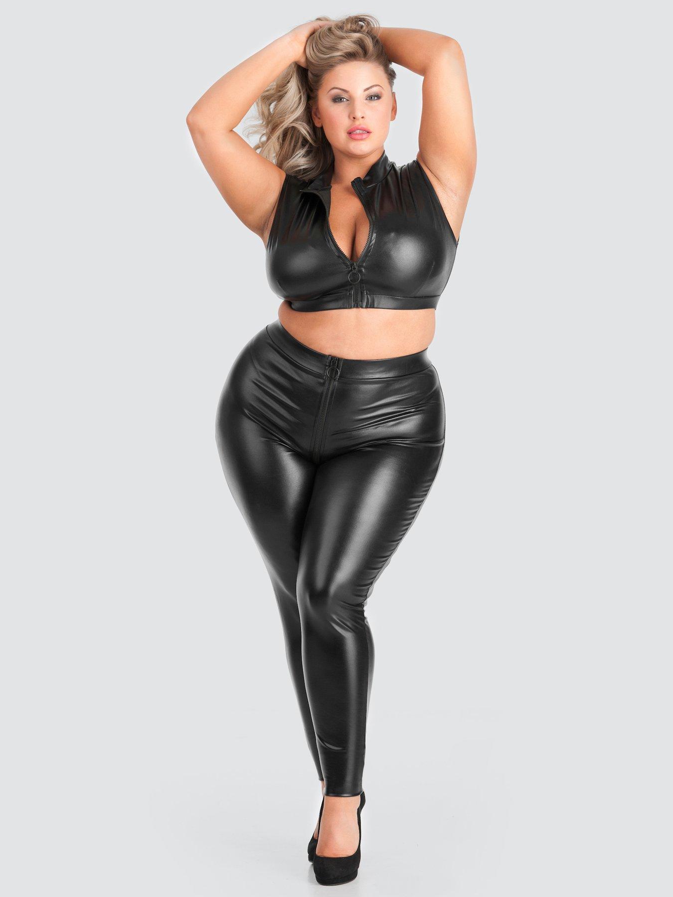 Lovehoney Plus Size Fierce Wet Look Leggings - Black