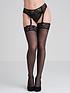  image of lovehoney-sheer-black-lace-top-thigh-high-stockings