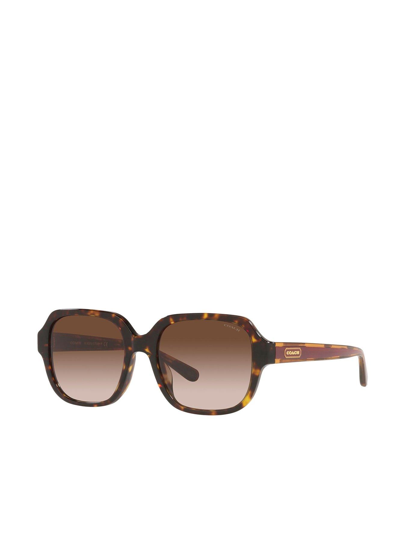 Image 1 of 4 of COACH Dark Tortoise Rectangle Sunglasses