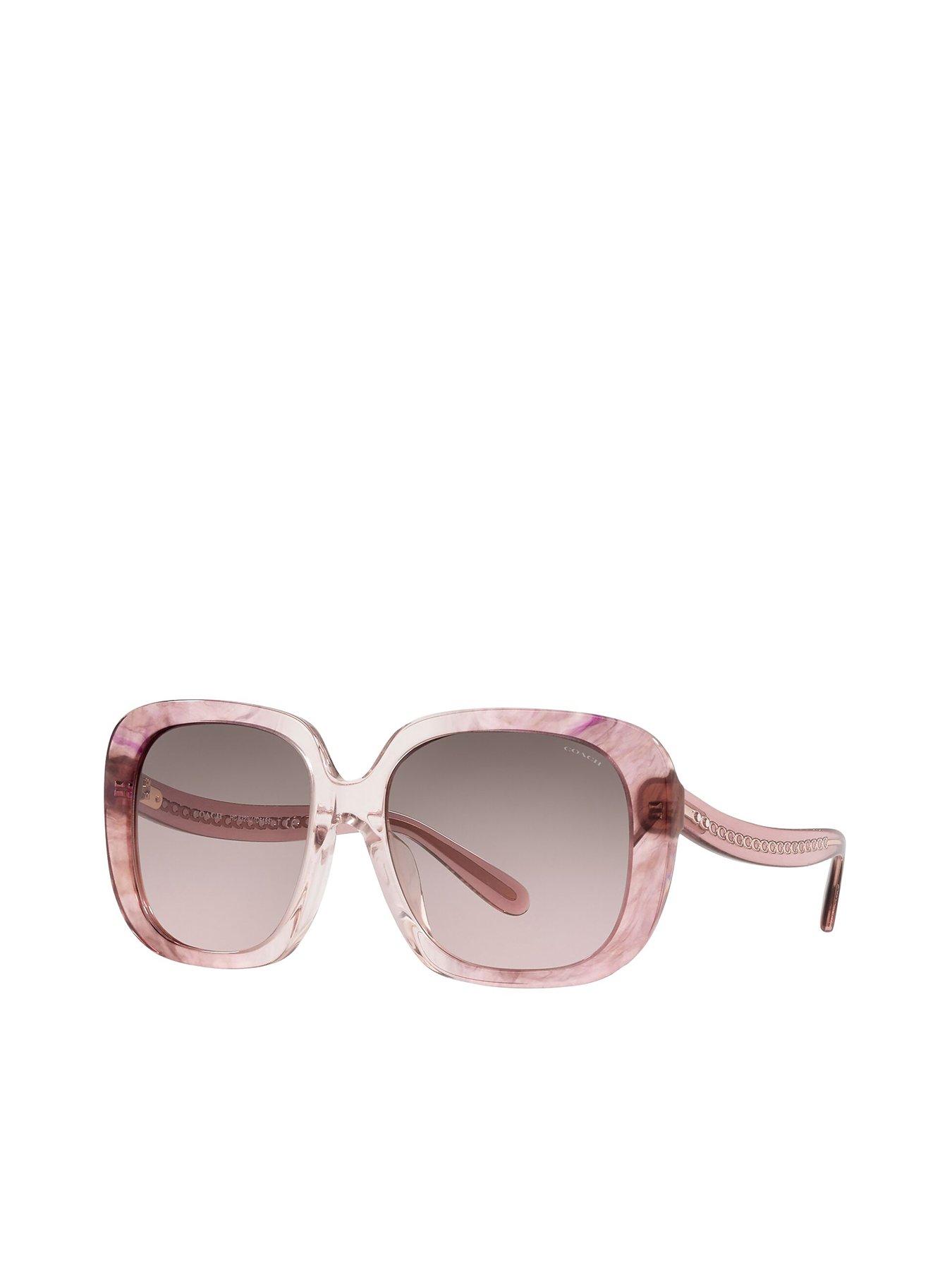 undefined Transparent Pink Square Sunglasses