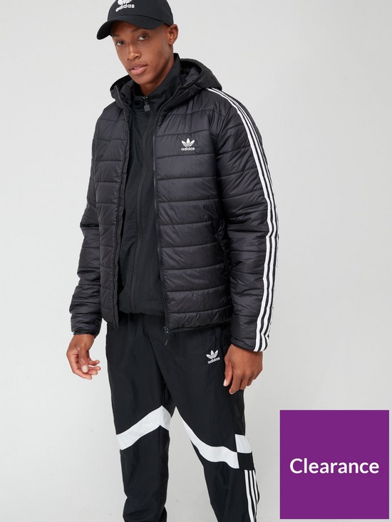 front image of adidas-originals-padded-hooded-jacket-black