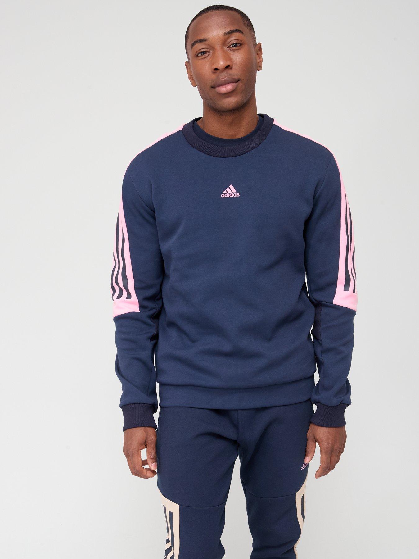 adidas Future Icons 3 Stripe Crew Sweat Top Navy littlewoods