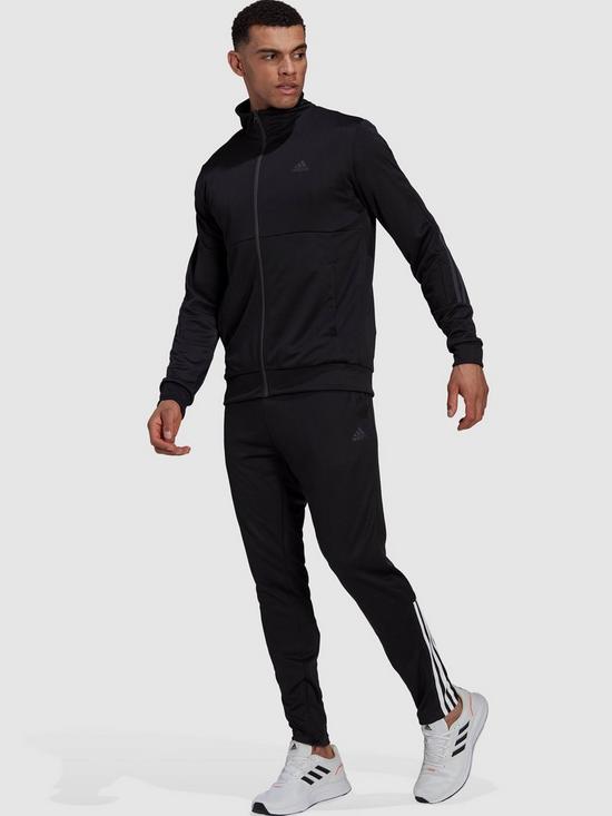 front image of adidas-must-havenbspslim-zipped-tracksuit-black