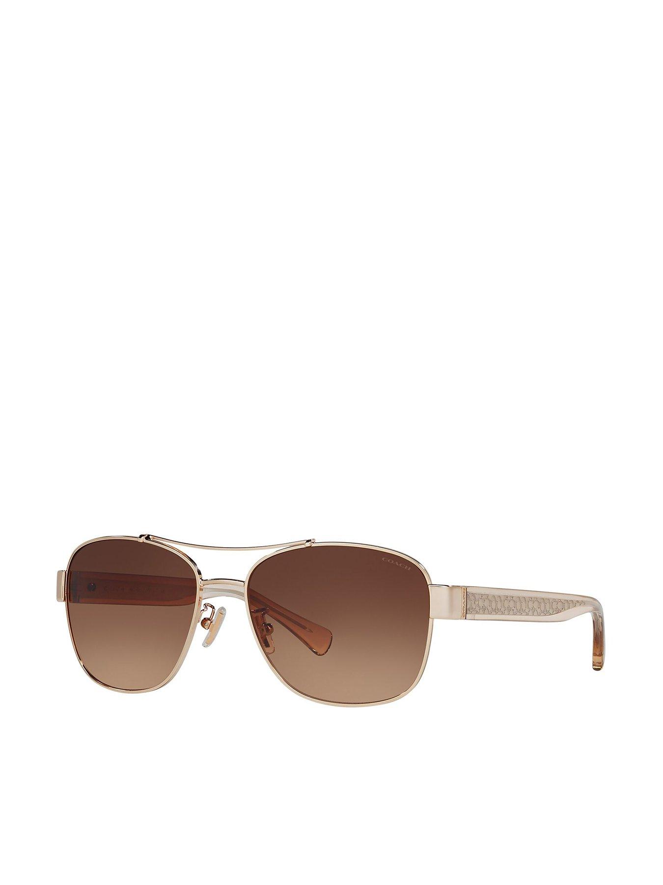 COACH 0Hc7064 Gradient Lens Pilot Sunglasses - Light Gold