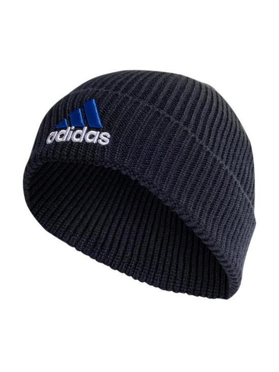 front image of adidas-2nbspcol-logo-beanie-hat-navy