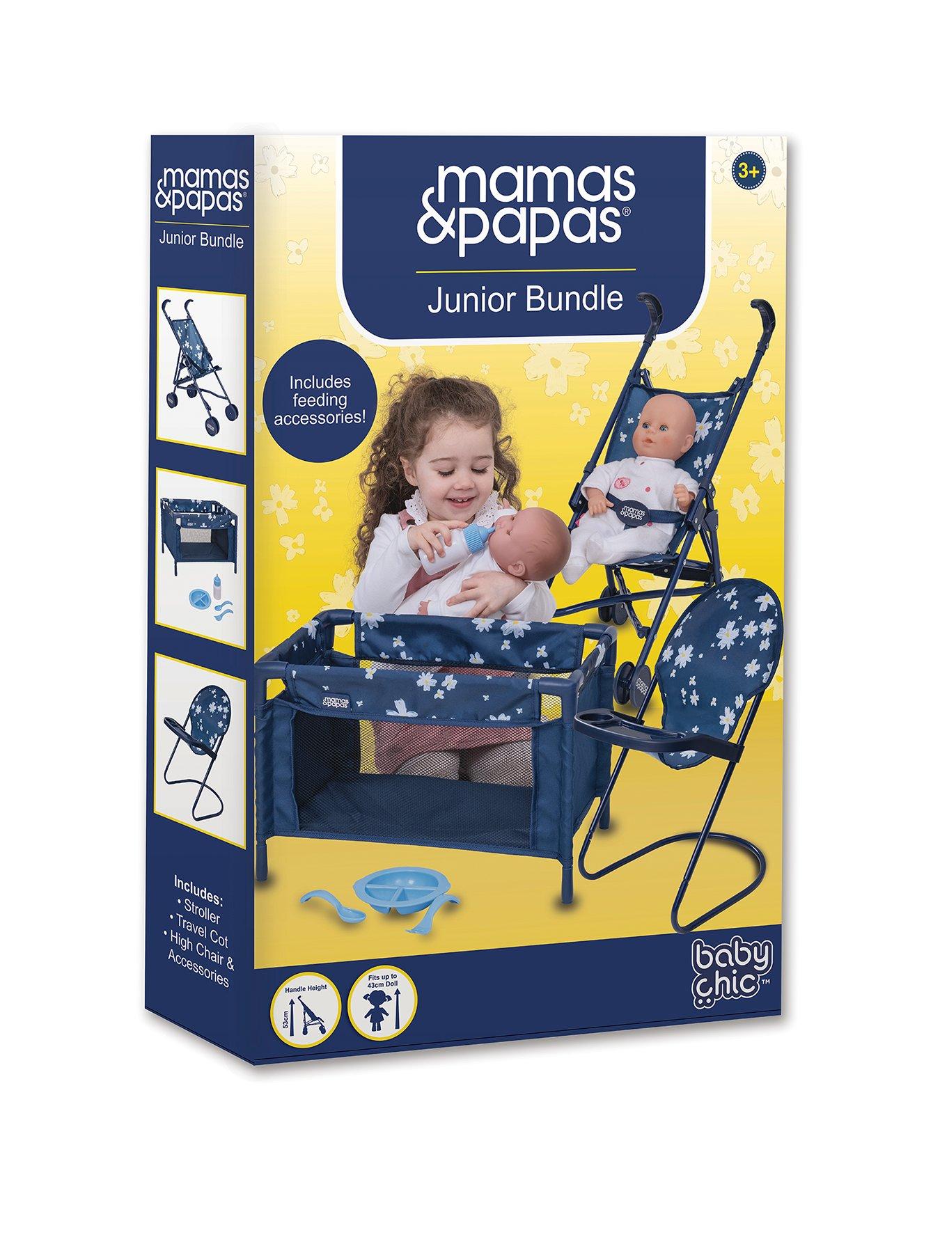 Mamas & Papas Junior Doll Stroller, Highchair and Crib Bundle