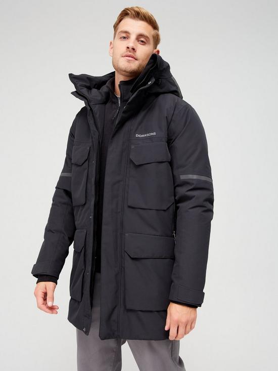 front image of didriksons-drew-6-insulated-parka-coat-black