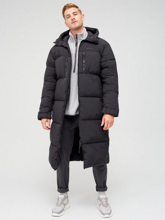 front image of didriksons-hilmer-long-quilted-parka-coat-black