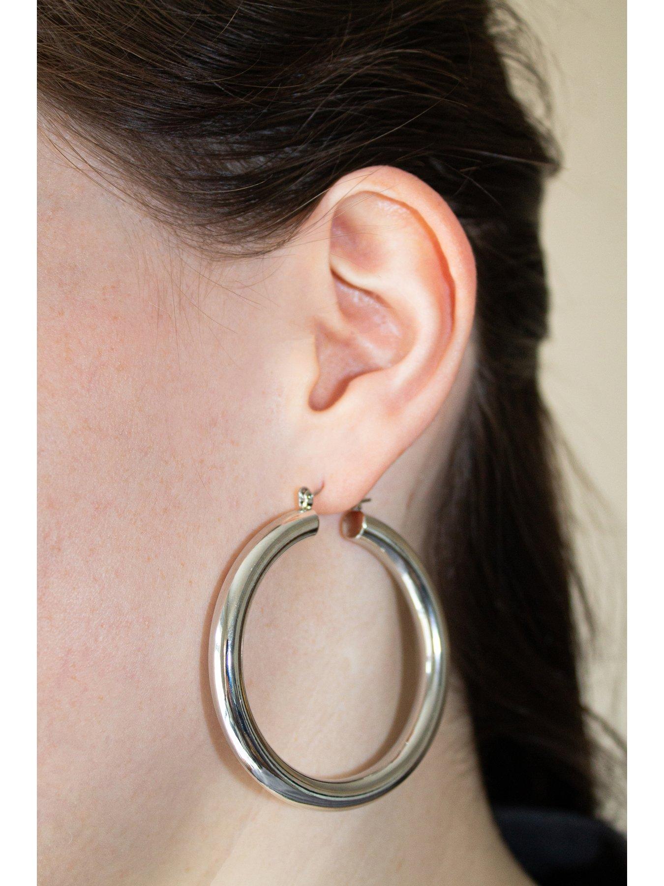  image of the-love-collection-silver-plated-large-plain-hoops