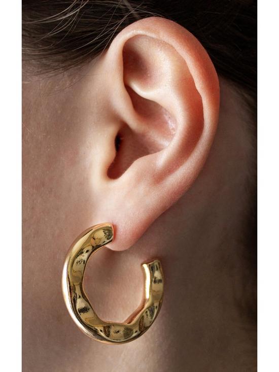 stillFront image of gold-plated-chunky-textured-hoop-earrings