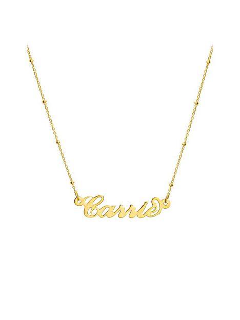 the-love-silver-collection-gold-plated-carrie-font-name-necklace-wi