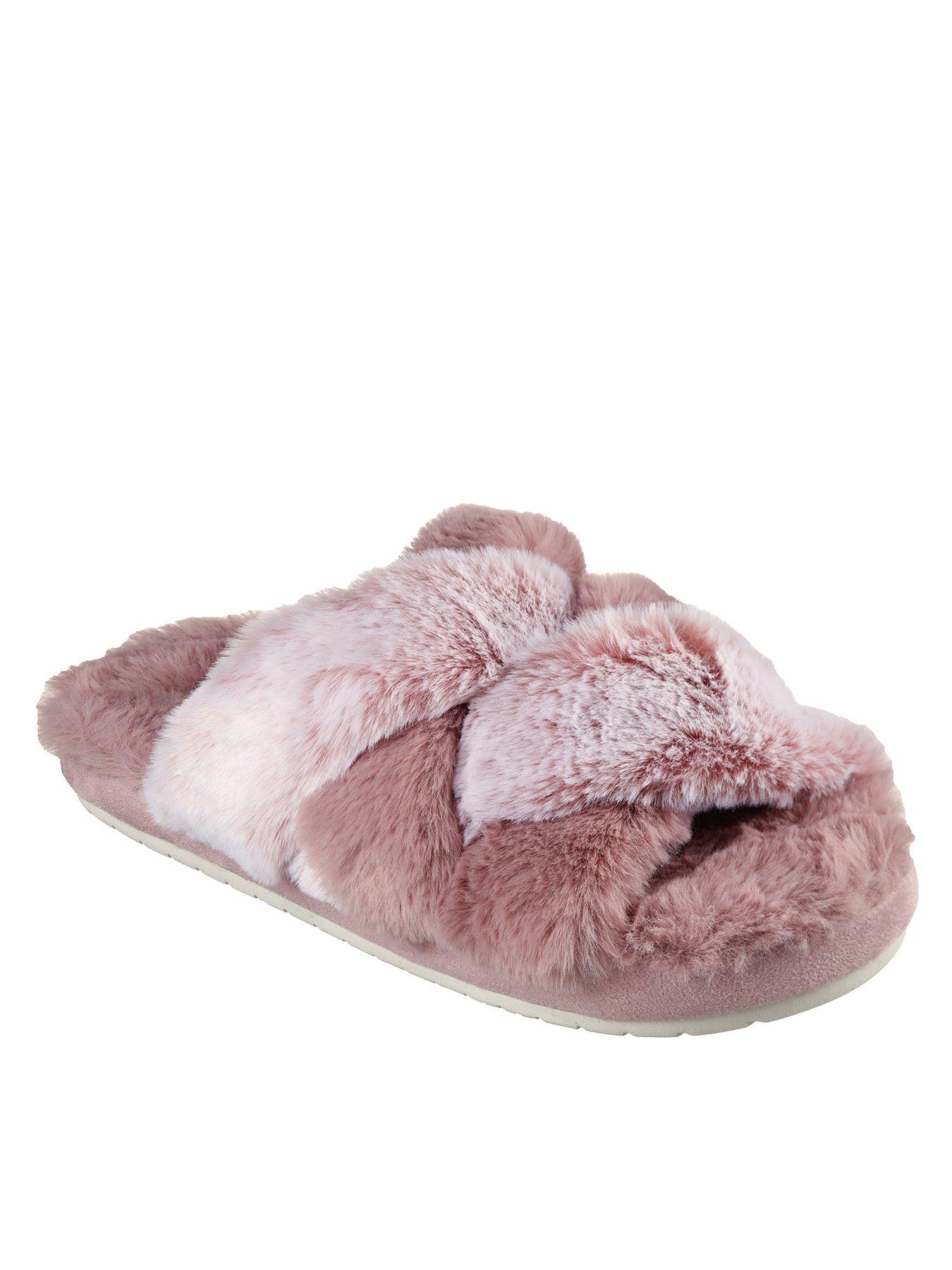 Faux fur criss cross slides hot sale