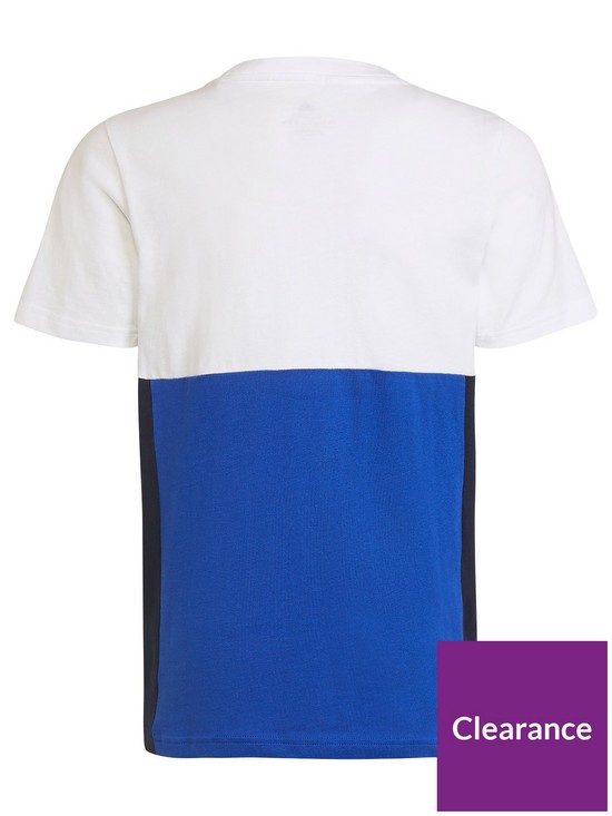back image of adidas-essentials-junior-kids-colourblock-short-sleeve-t-shirt-white