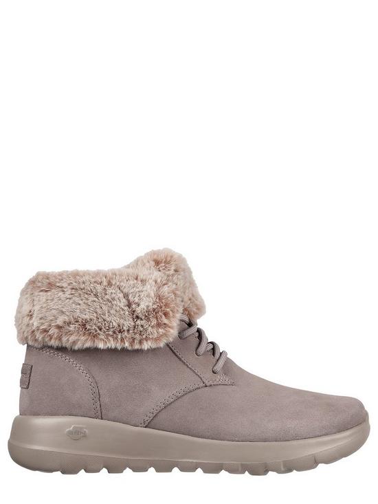 back image of skechers-on-the-go-joy-chugga-ankle-boots-taupe