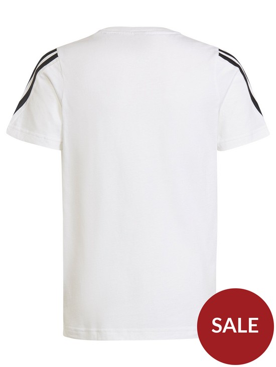 back image of adidas-sportswear-future-icons-junior-boys-3-stripe-short-sleevenbspt-shirt-white