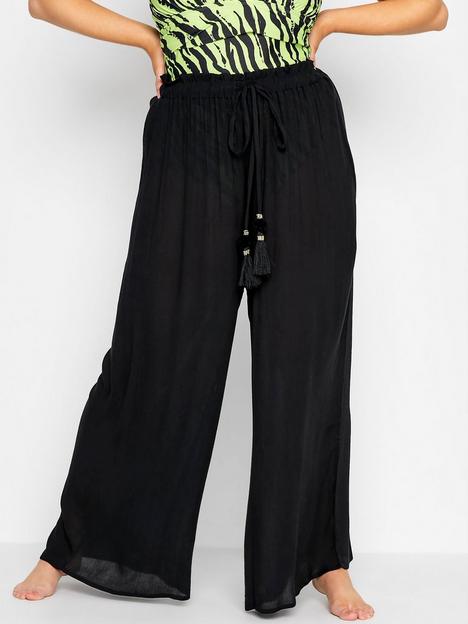 yours-curve-tassel-detail-wide-leg-trouser-black