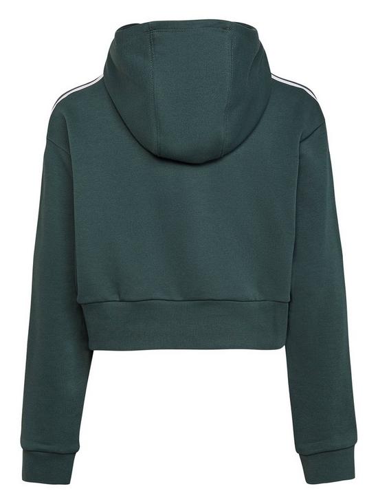 back image of adidas-originals-junior-girls-adicolor-trefoil-cropped-hoodie-dark-green