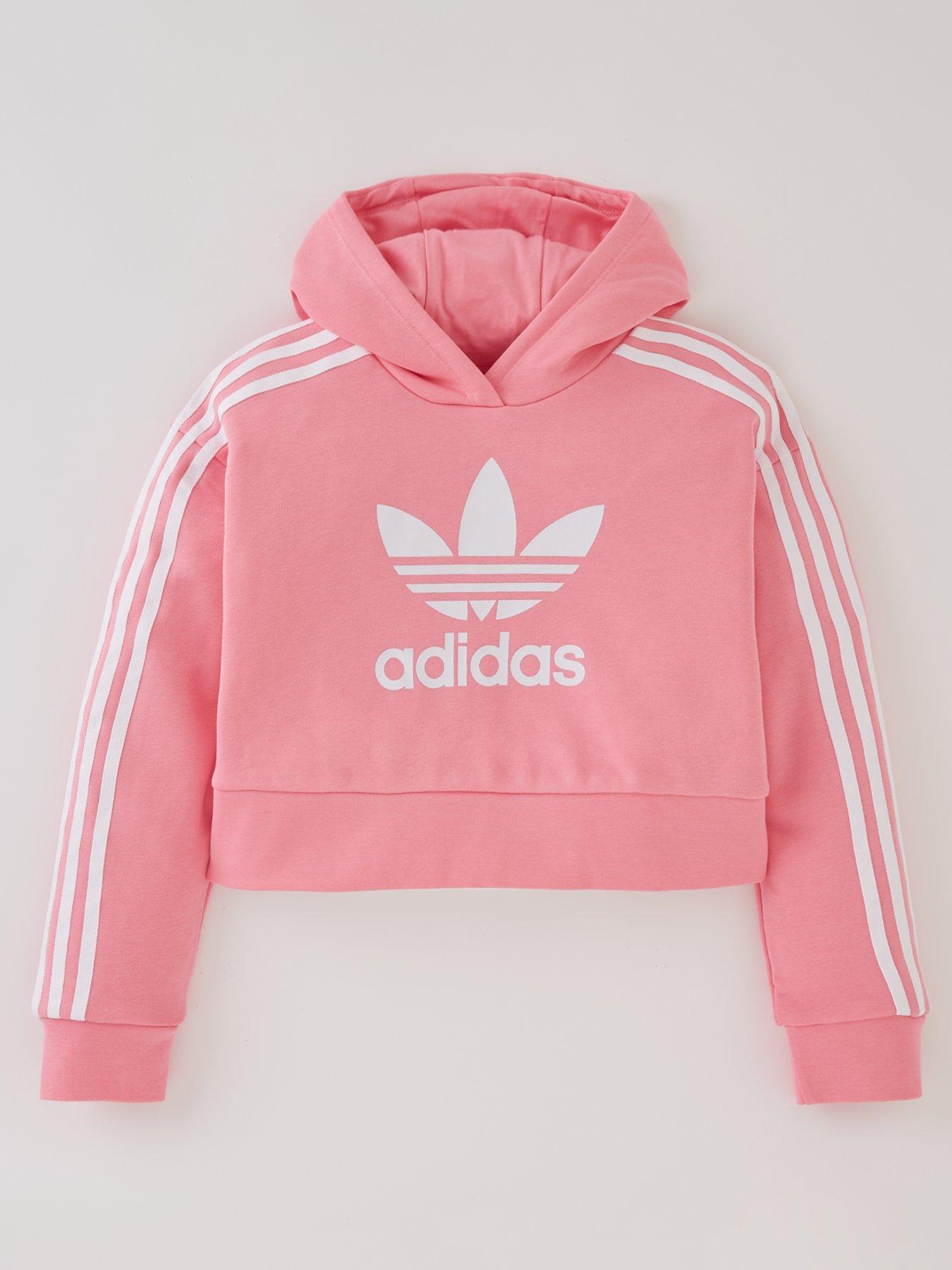 Junior Girls Adicolor Trefoil Boxy Hoodie Light Pink