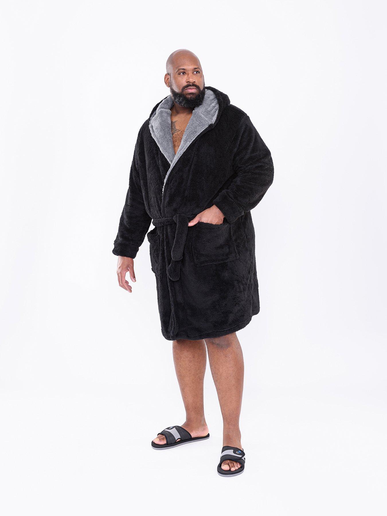 front image of d555-newquay-1-super-soft-dressing-gown-black