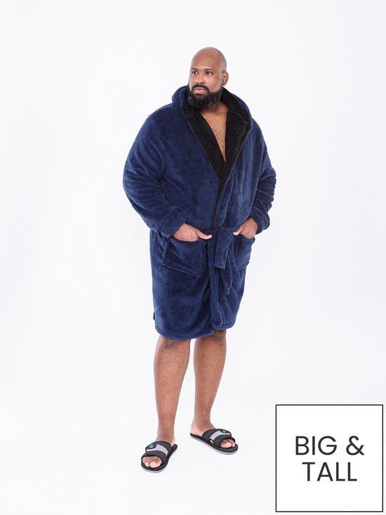 front image of d555-newquay-2-super-soft-dressing-gown-navy