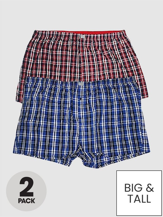 front image of d555-plaid-pack-of-two-woven-boxer-shorts-multi