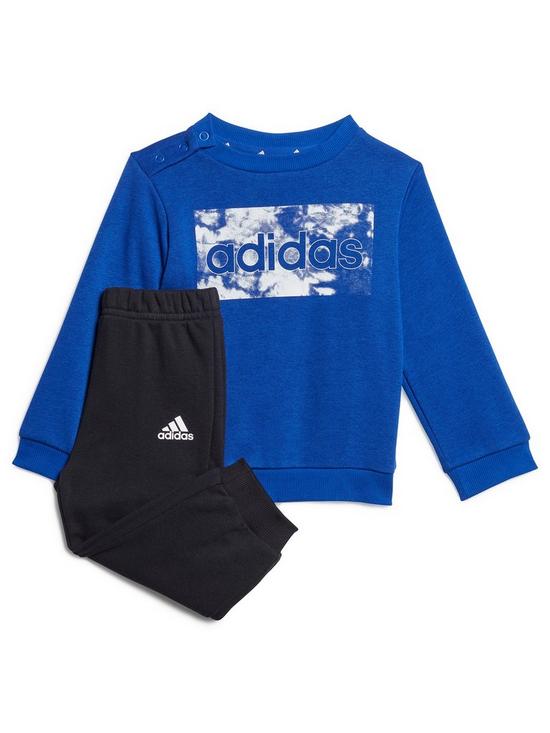 front image of adidas-favourites-infantnbsplinear-crew-and-jogger-set-bright-blue