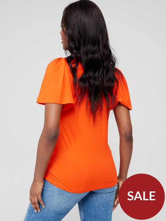stillFront image of v-by-very-cut-out-angel-sleeve-top-orange