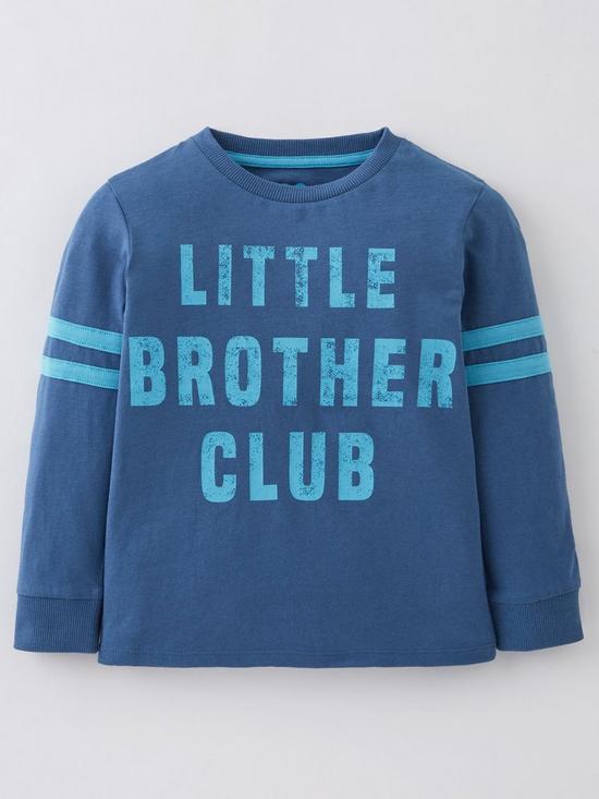 front image of mini-v-by-very-boys-little-brother-long-sleeve-t-shirt-blue