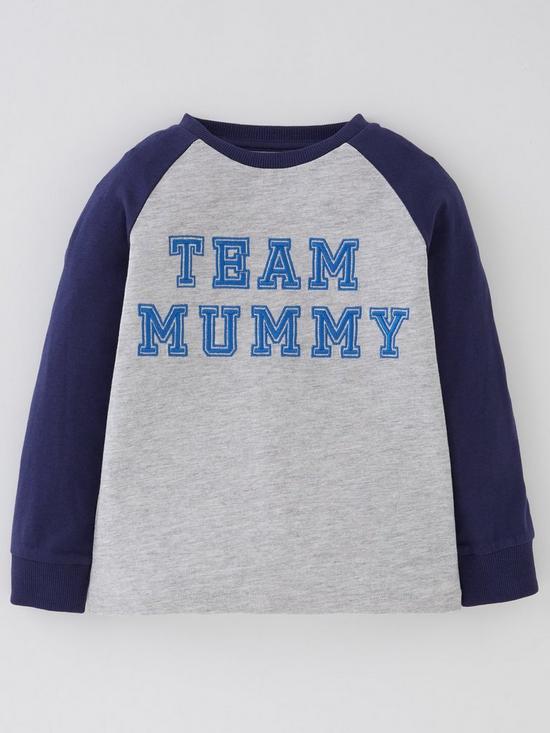 front image of mini-v-by-very-boys-team-mummy-long-sleeve-t-shirt-grey