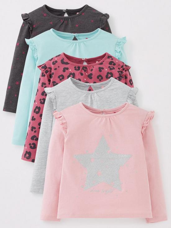 front image of mini-v-by-very-girls-5-pack-sparkly-dreams-long-sleeve-t-shirts-multi
