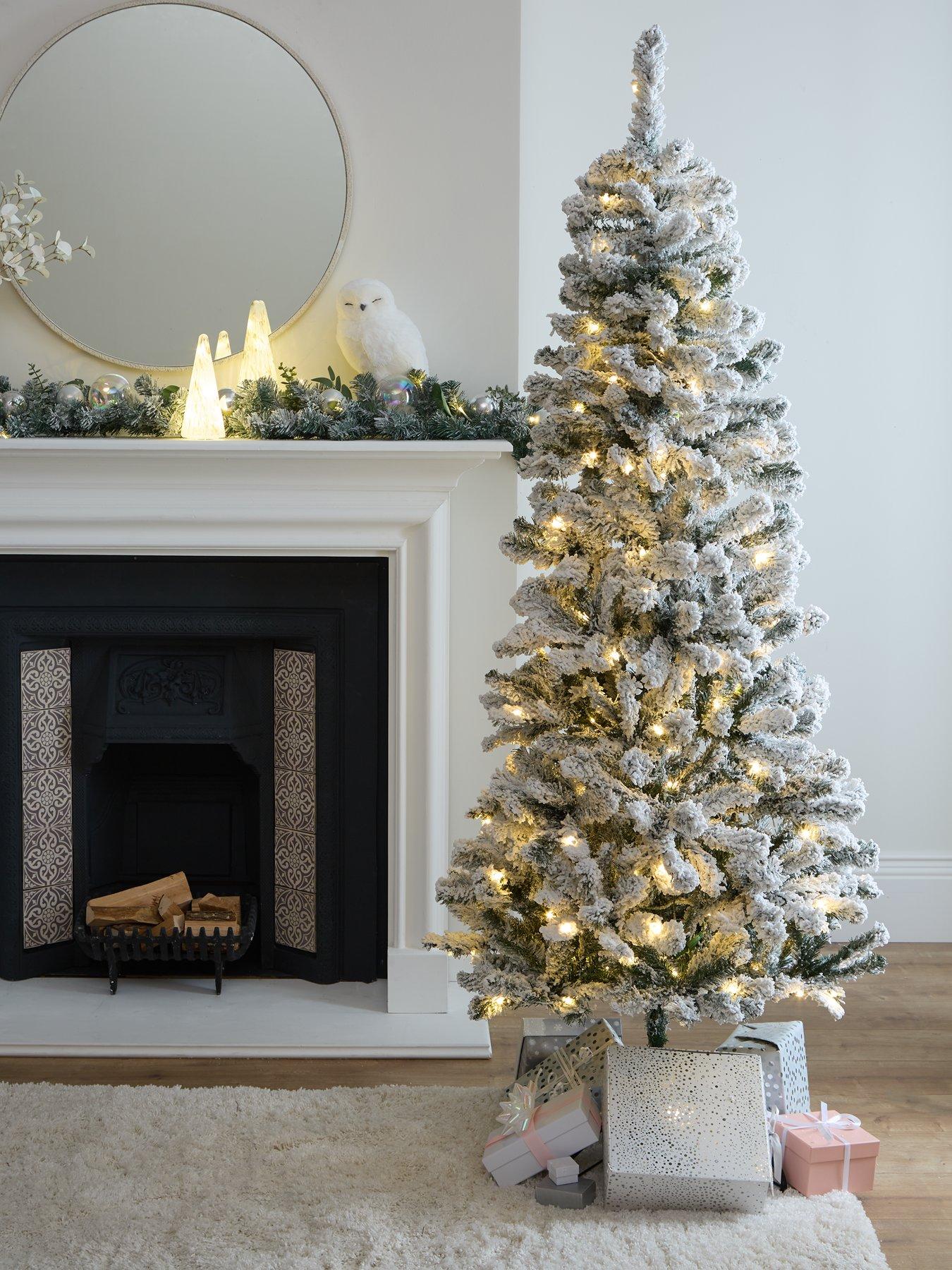 Very Home 6.5ft Prelit Slim Flocked Emperor Christmas Tree