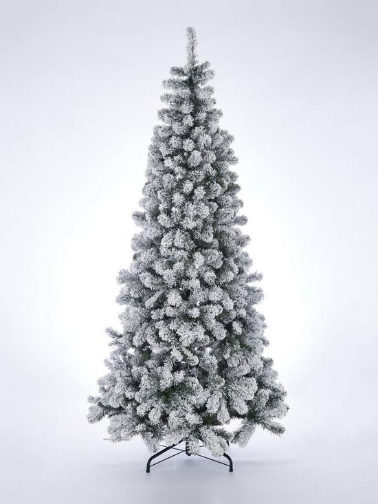 front image of very-home-65ft-pre-lit-slim-flocked-emperor-christmas-tree