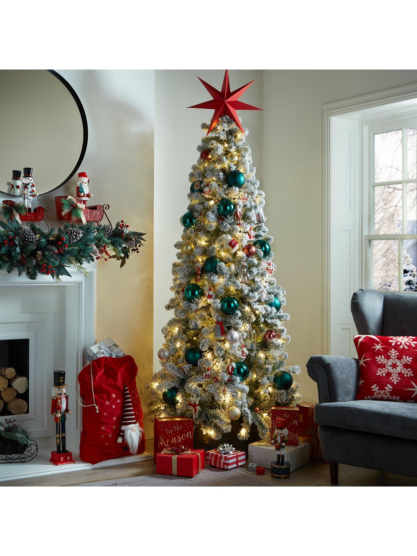 Very Home 7.5ft Prelit Slim Flocked Emperor Christmas Tree