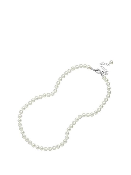 front image of jon-richard-silver-white-pearl-necklace