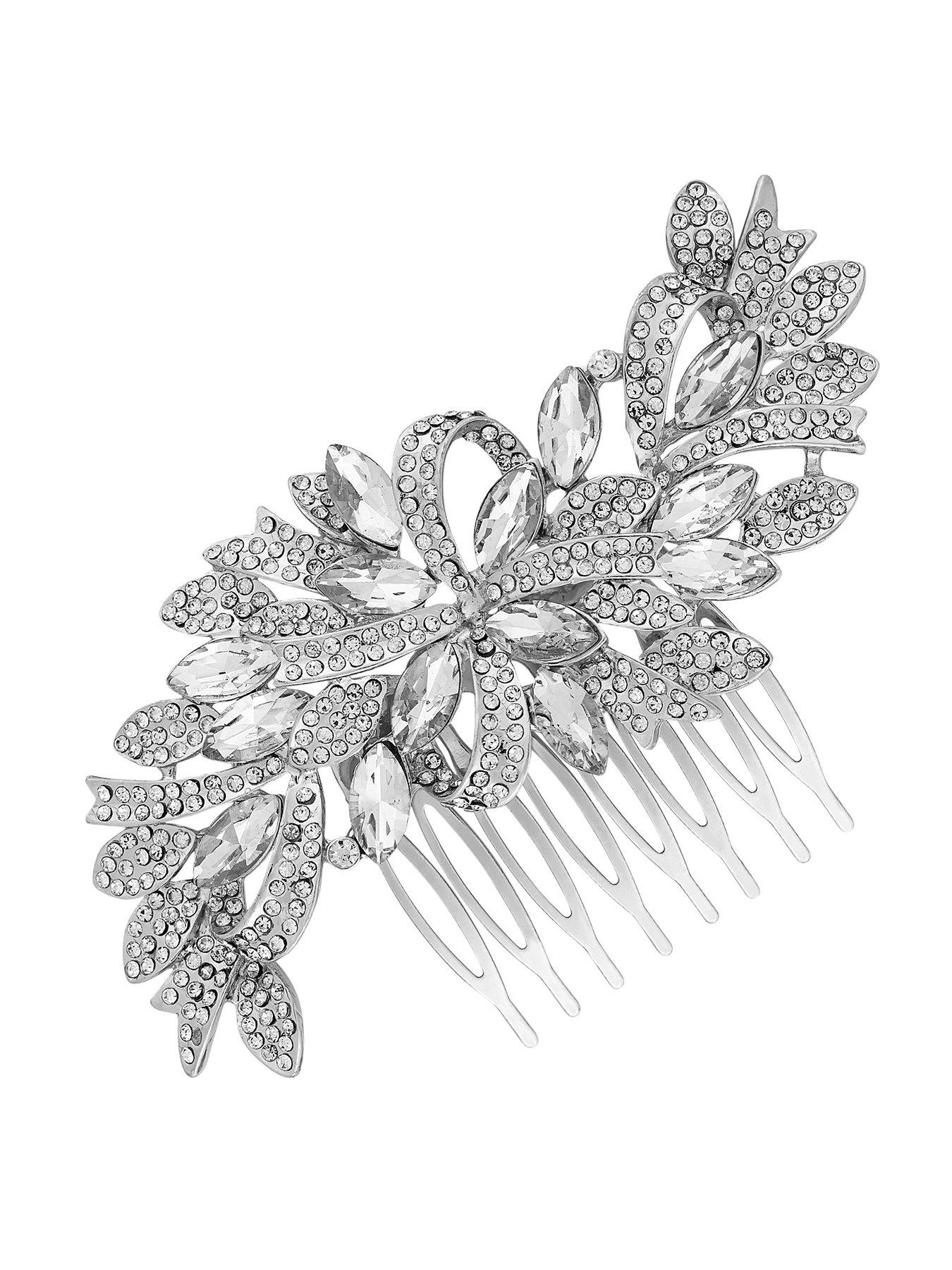  image of jon-richard-louisa-silver-navette-crystal-ribbon-swirl-comb