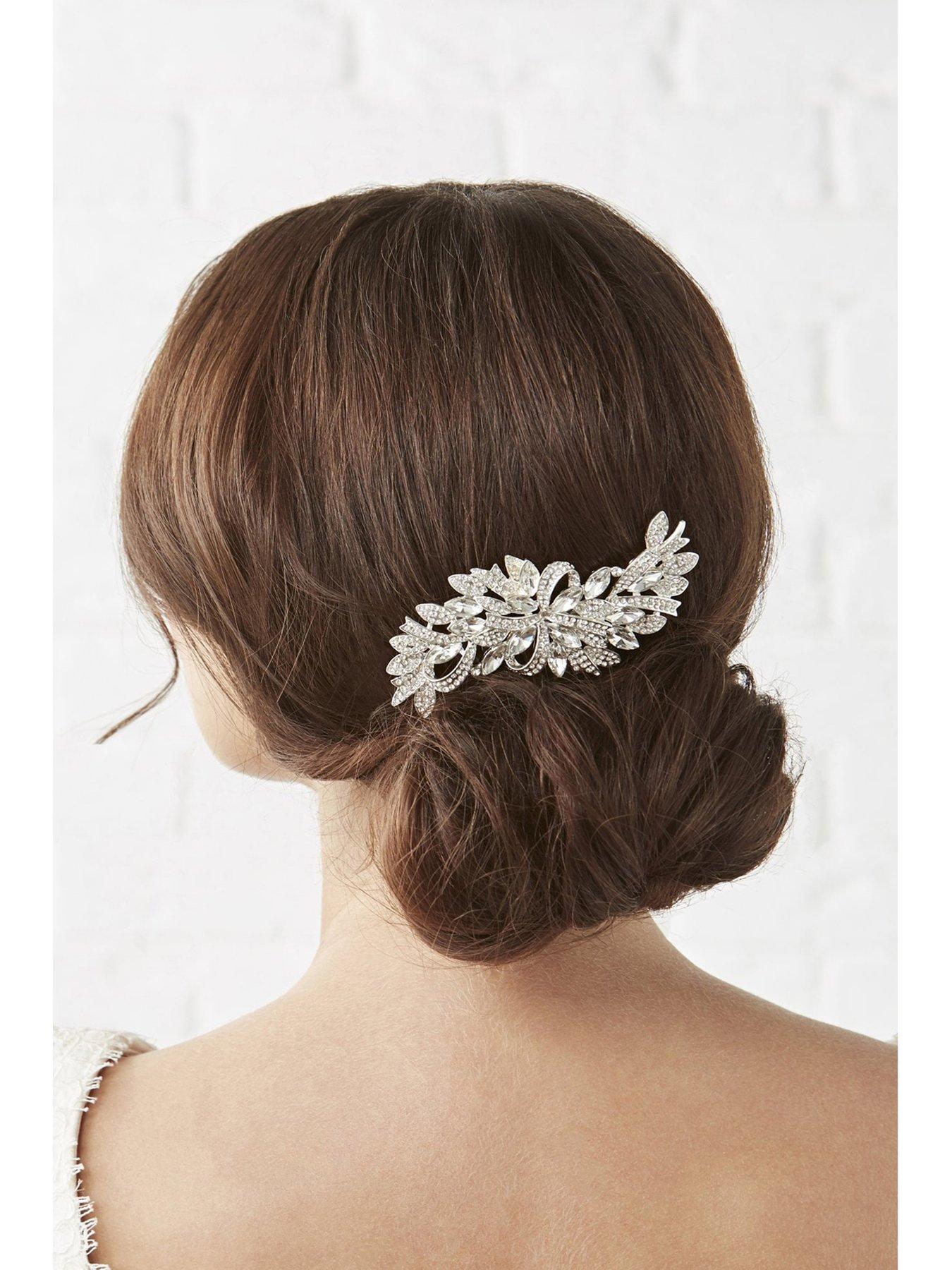  image of jon-richard-louisa-silver-navette-crystal-ribbon-swirl-comb