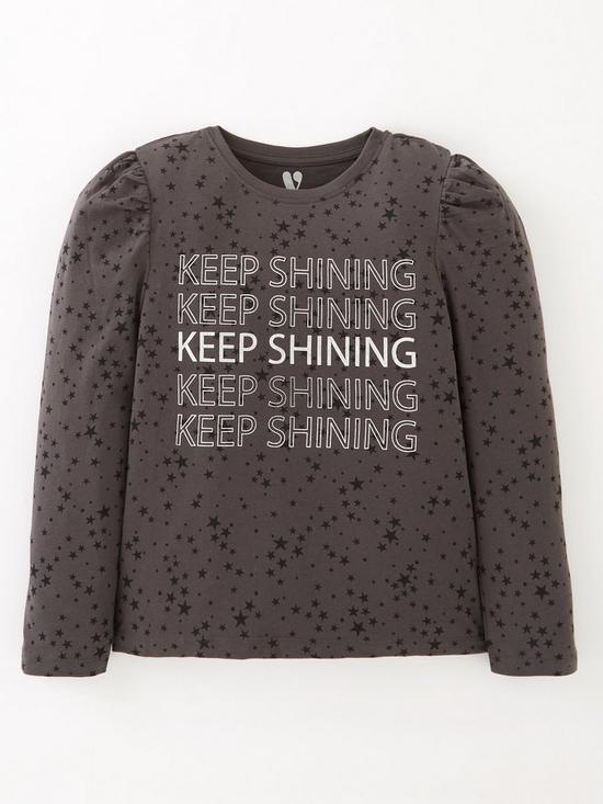 back image of v-by-very-girls-3-pack-long-sleeve-sequin-star-slogan-t-shirts-multi