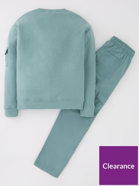back image of v-by-very-kidsnbspsweat-and-poplin-cargo-set-teal