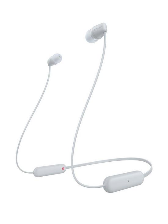front image of sony-wi-c100-wireless-in-ear-headphones