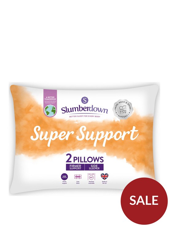 front image of slumberdown-super-support-2-pack-pillow-white