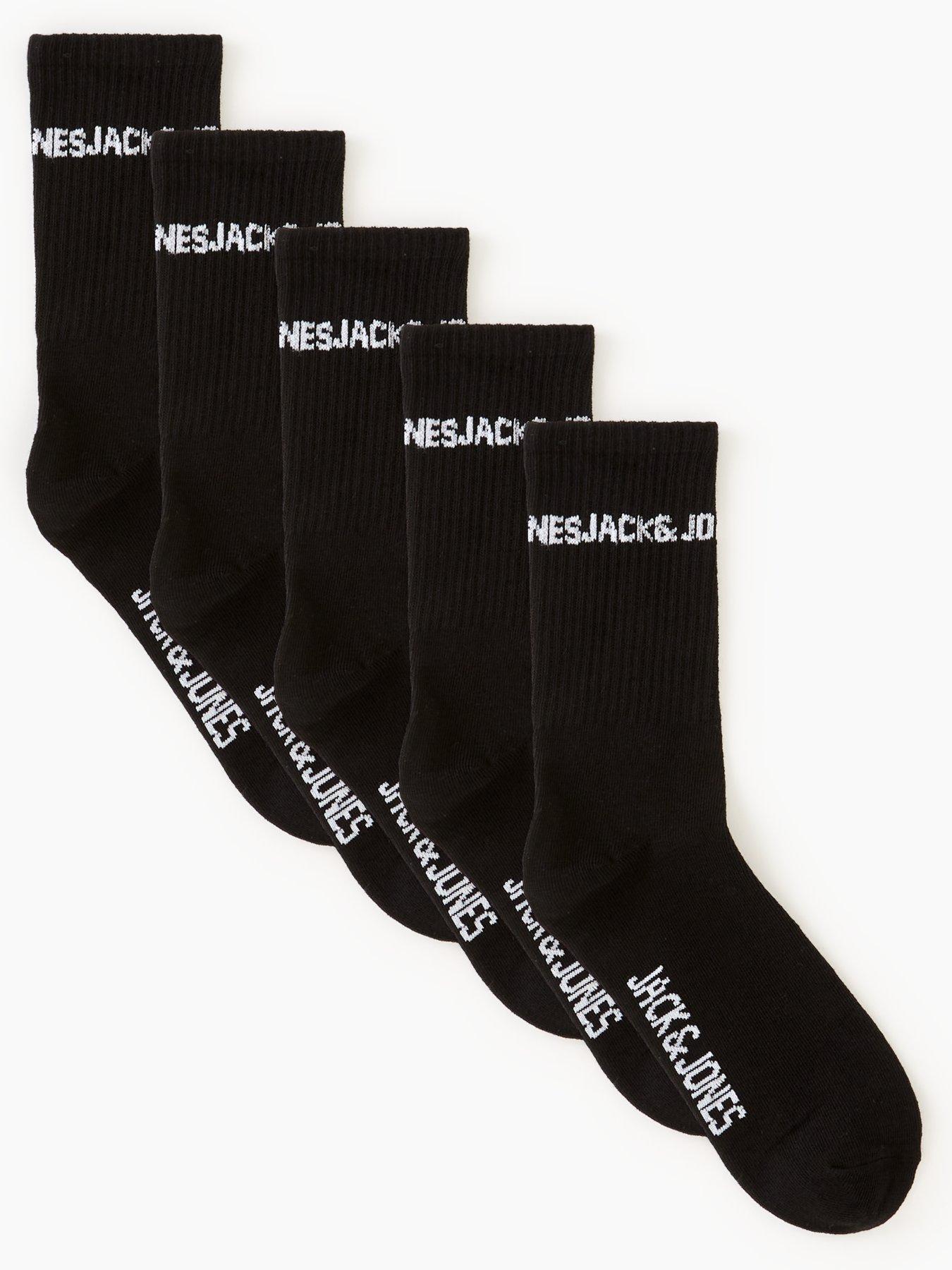 Image 1 of 3 of Jack & Jones Junior Boys 5 Pack Basic Logo Tennis Socks - Black