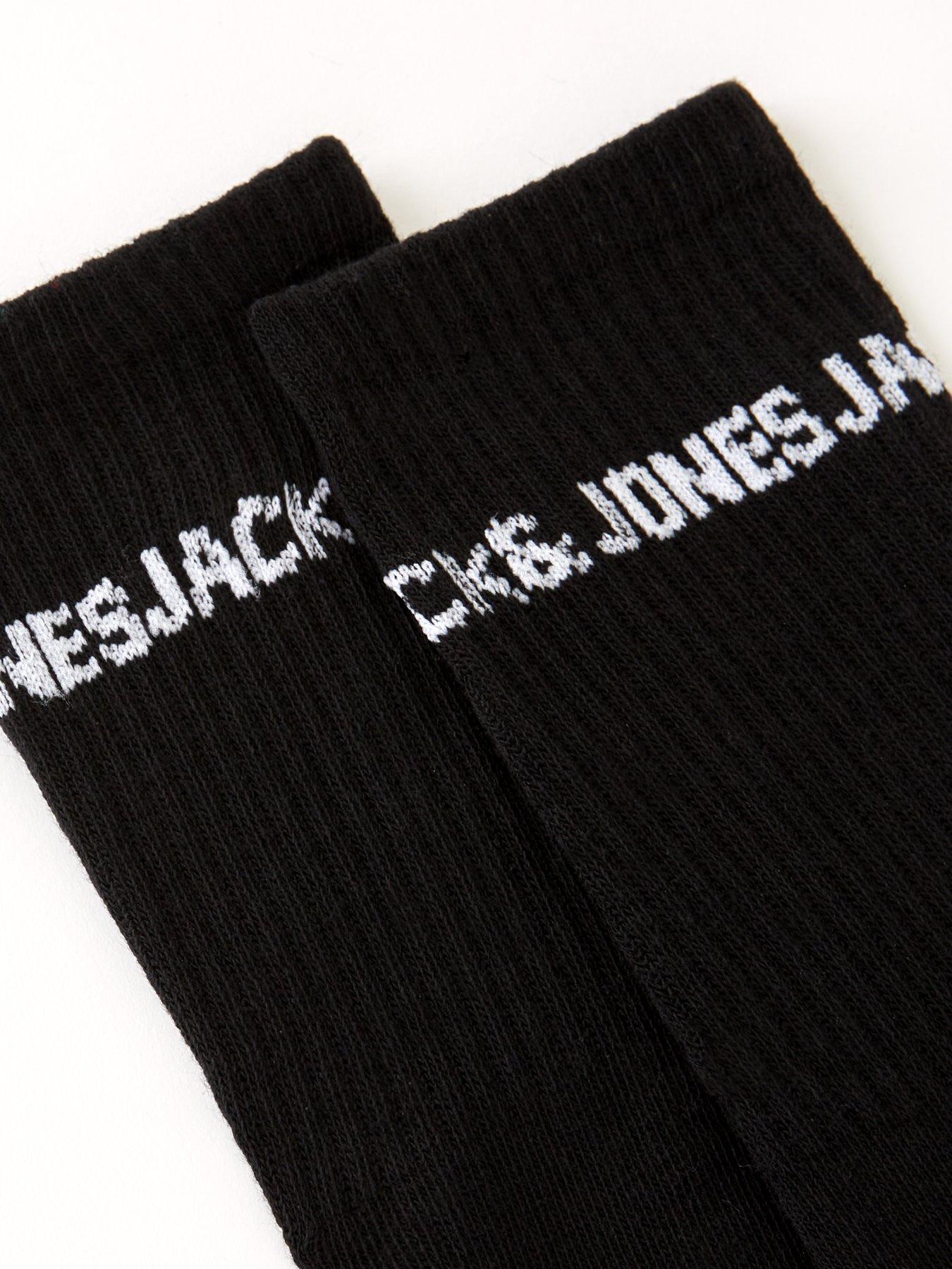 Image 3 of 3 of Jack & Jones Junior Boys 5 Pack Basic Logo Tennis Socks - Black