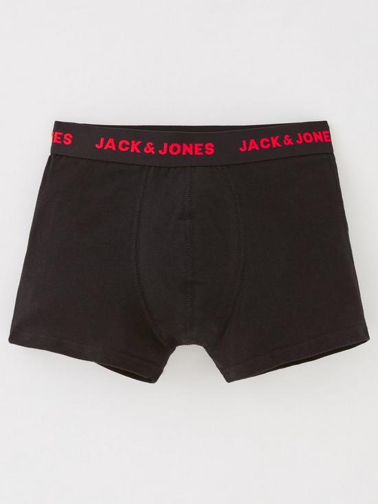 back image of jack-jones-junior-boys-7-pack-coloured-waistband-trunks-black