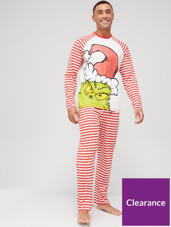 stillFront image of the-grinch-mensnbspgrinch-matchingnbspfamily-christmas-pyjamas-red