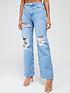  image of v-by-very-tallnbsphigh-waist-wide-leg-jean-with-rips-mid-wash