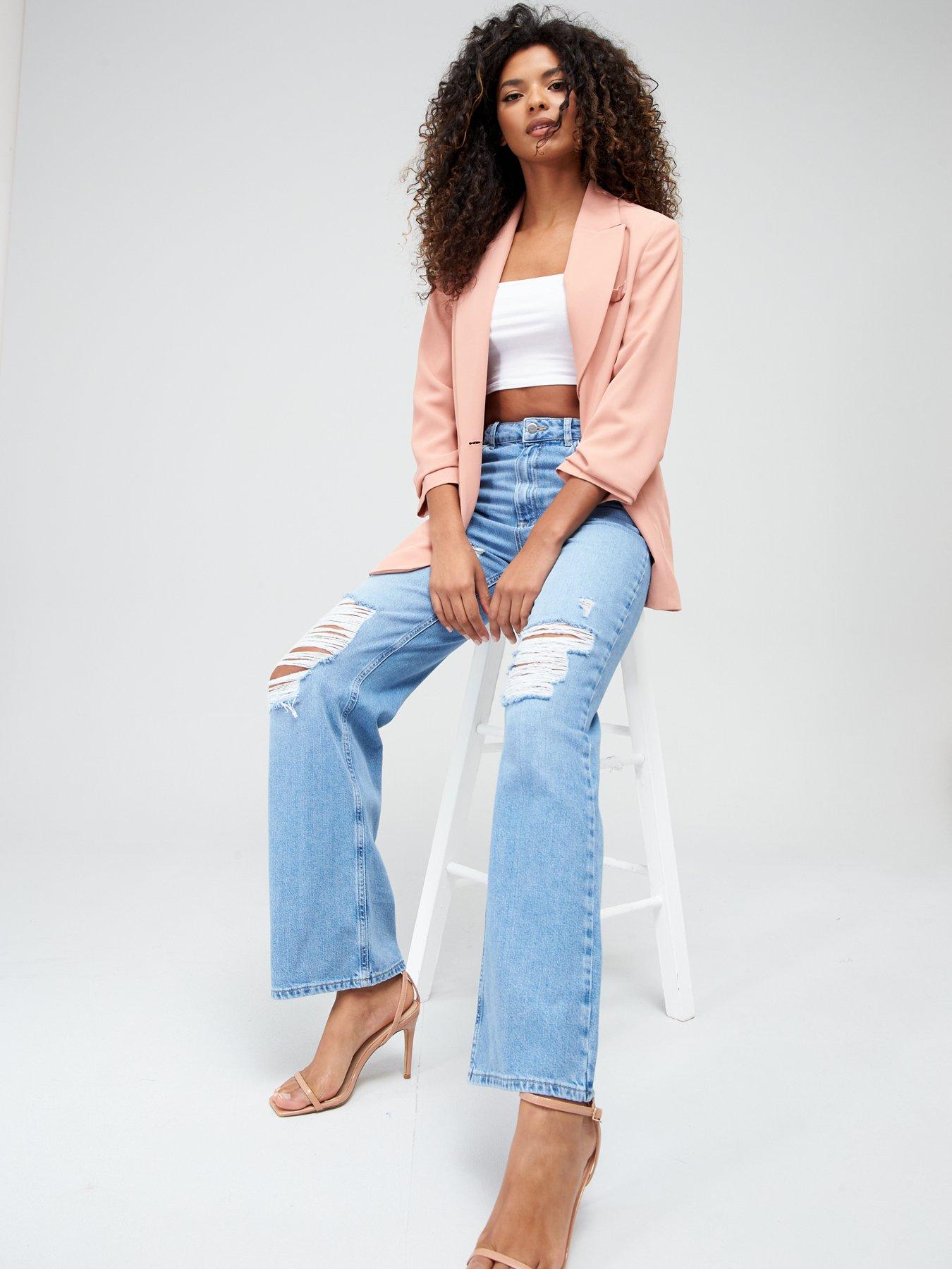  image of v-by-very-tallnbsphigh-waist-wide-leg-jean-with-rips-mid-wash