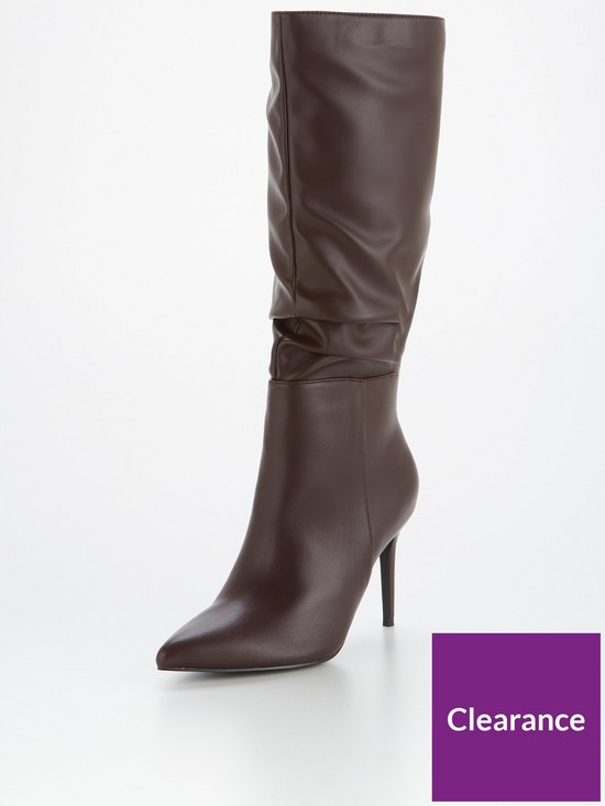 stillFront image of v-by-very-wide-fit-point-slouch-knee-boot-burgundy