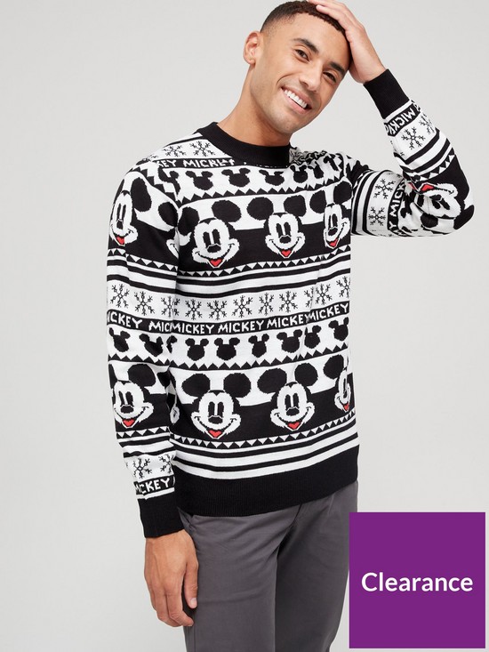 stillFront image of mickey-mouse-mens-disney-mickey-mouse-family-christmas-jumper-multi