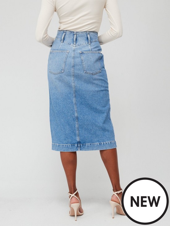 stillFront image of v-by-very-high-waist-denim-midi-skirt