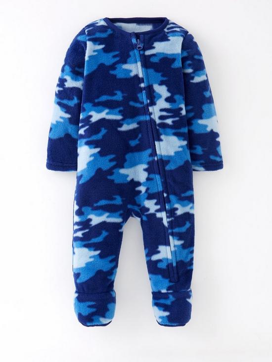 front image of mini-v-by-very-baby-boys-camo-print-zip-through-fleece-all-in-one